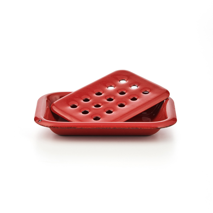 Emaille Seifenschale Seifendose rot