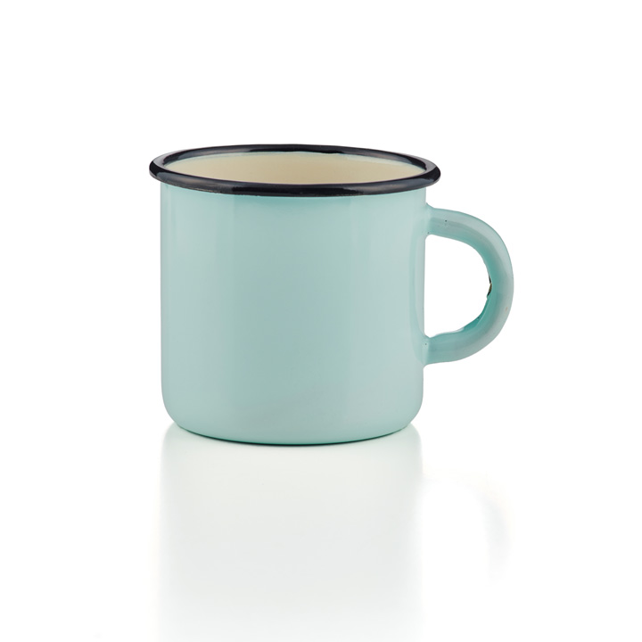 Emaille Tasse Becher türkis Emaiilebecher