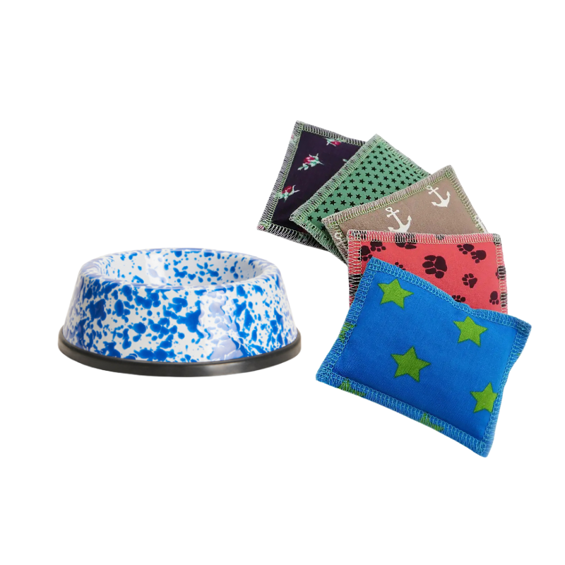 Katzenglück – Napf & Minze Duo blau/weiß 