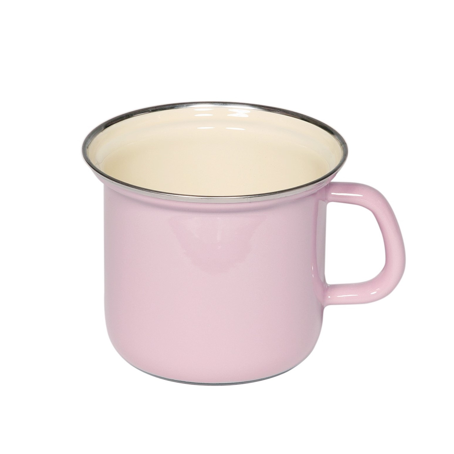 Topf mit Chromrand rosa 1 Liter 12cm pastell