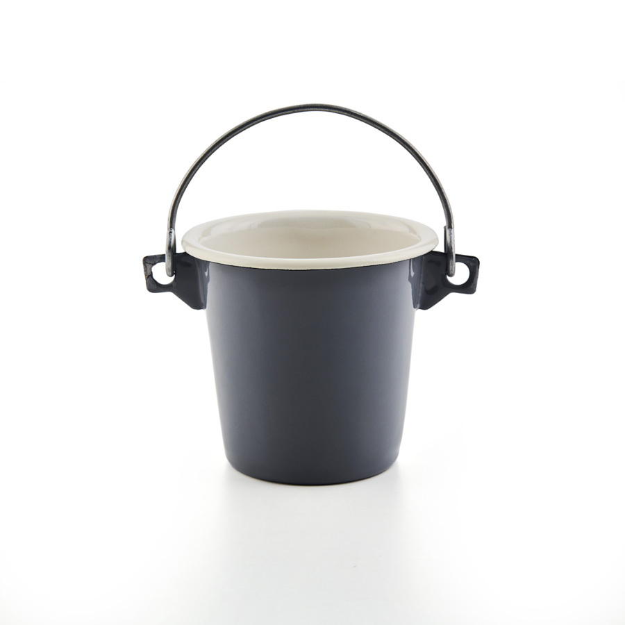 Emaille Eimer Kindereimer Mini Eimer grau