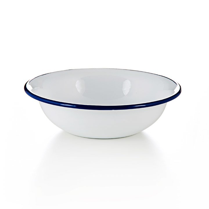 Emaille Schälchen weiss mit blauem Rand