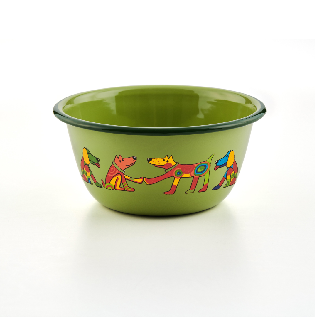 Kinderschüssel 16cm hellgrün hoch Hund