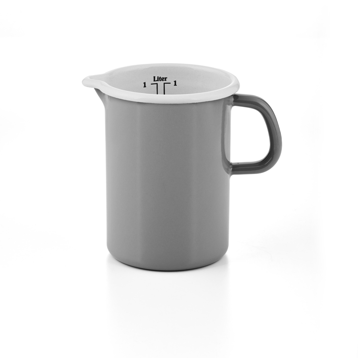 Riess Emaille Küchenmaß Litermaß 1 Liter Pure Grey grau