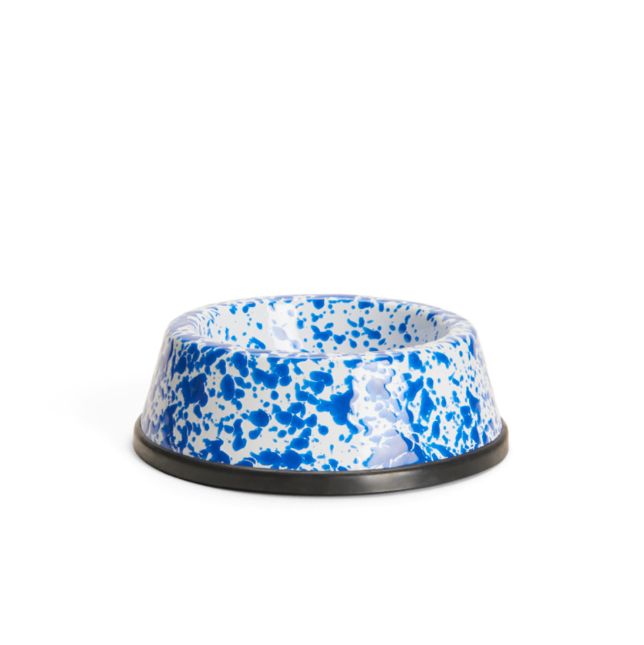 Emaille kleiner Futternapf 16,5cm Marmor blau/weiß
