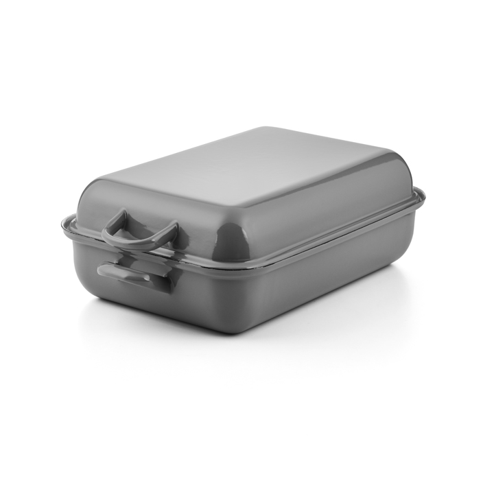 Emaille Riess Bräter Bratpfanne mit Deckel 37x26cm Pure Grey  grau