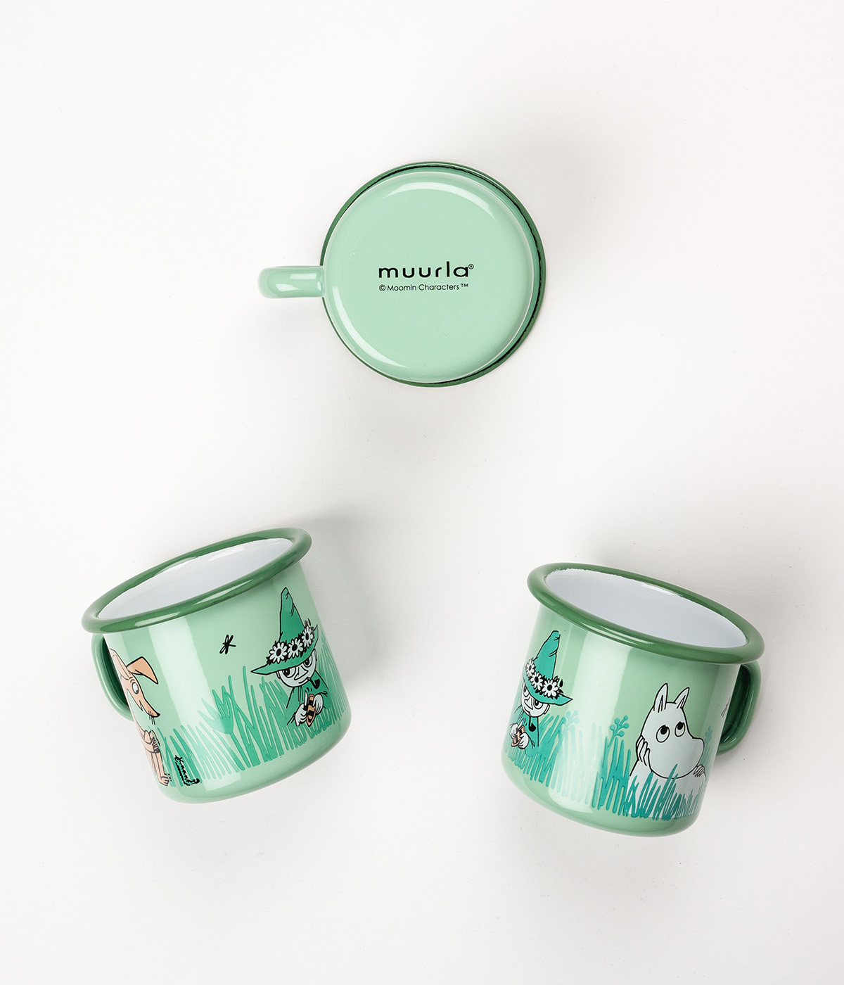 grüne Emaille Tasse mit Nilpferd von Muurla