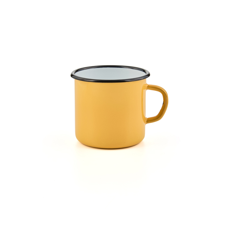 Emaille Tasse Becher Emailletasse gelb 