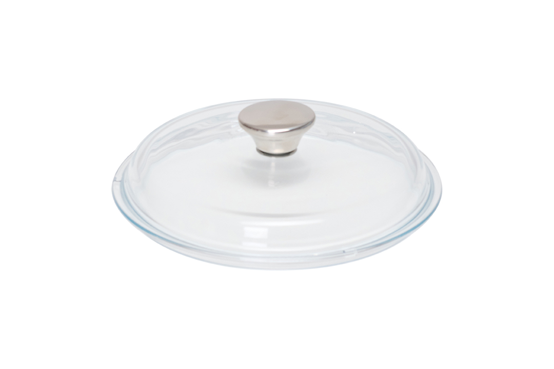 Glasdeckel hoch mit Edelstahlknopf 20cm