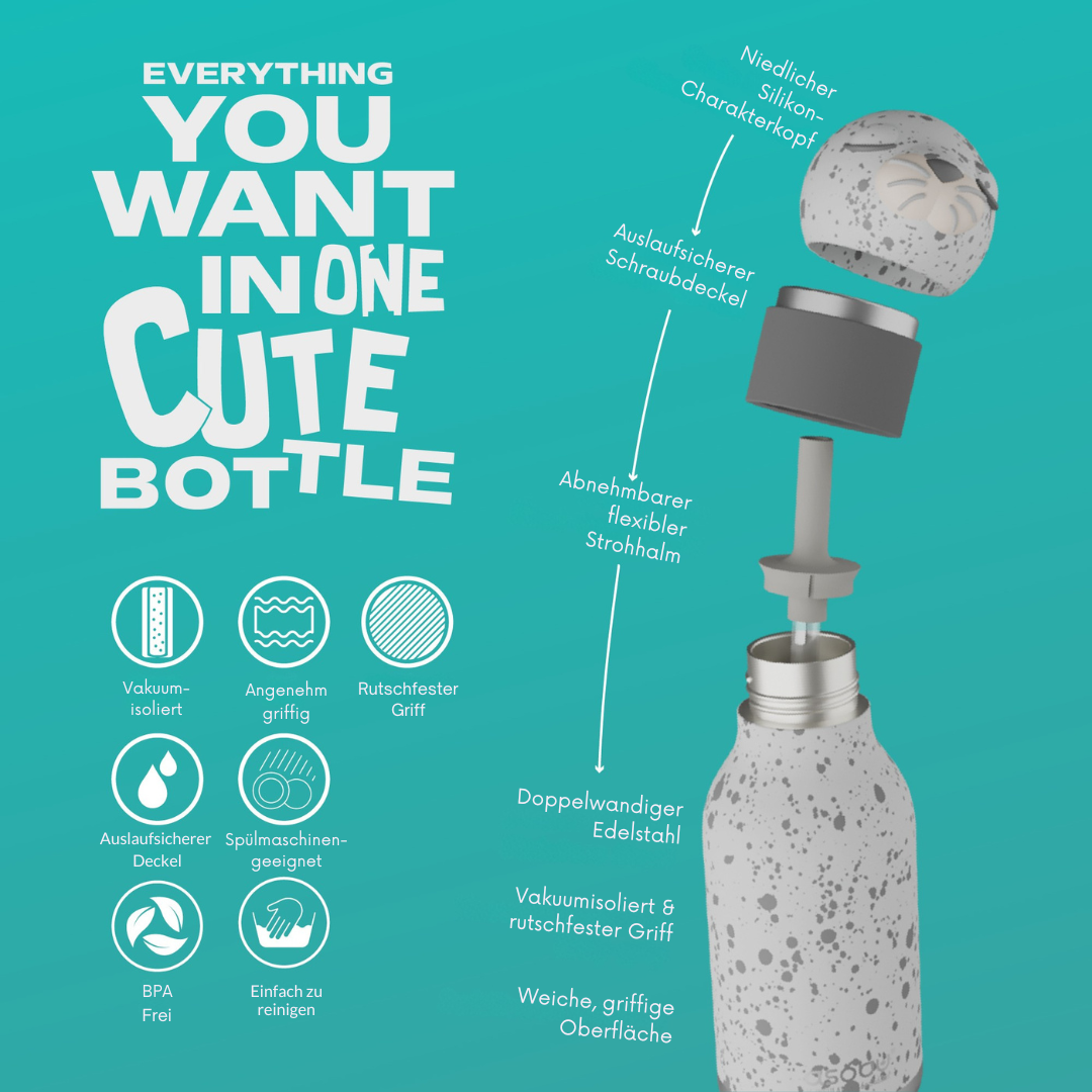 Robbe Trinkflasche Infographic für Kinder