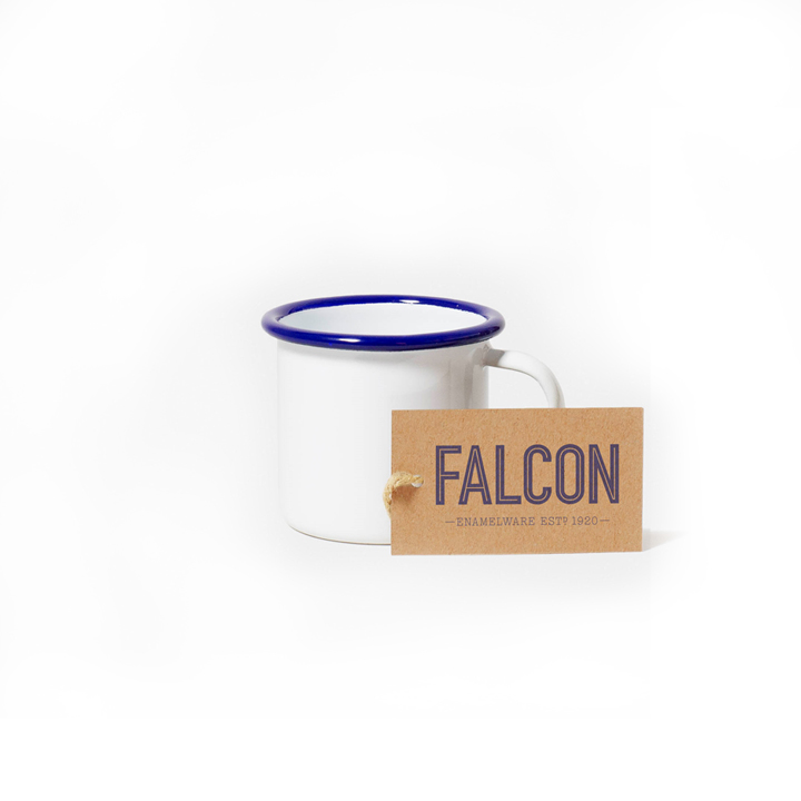 Falcon Emaille Espressotasse Espresso Tasse weiß blau