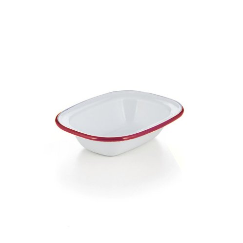 Emaille Ofenschale 20cm, Ofenform weiß / rot