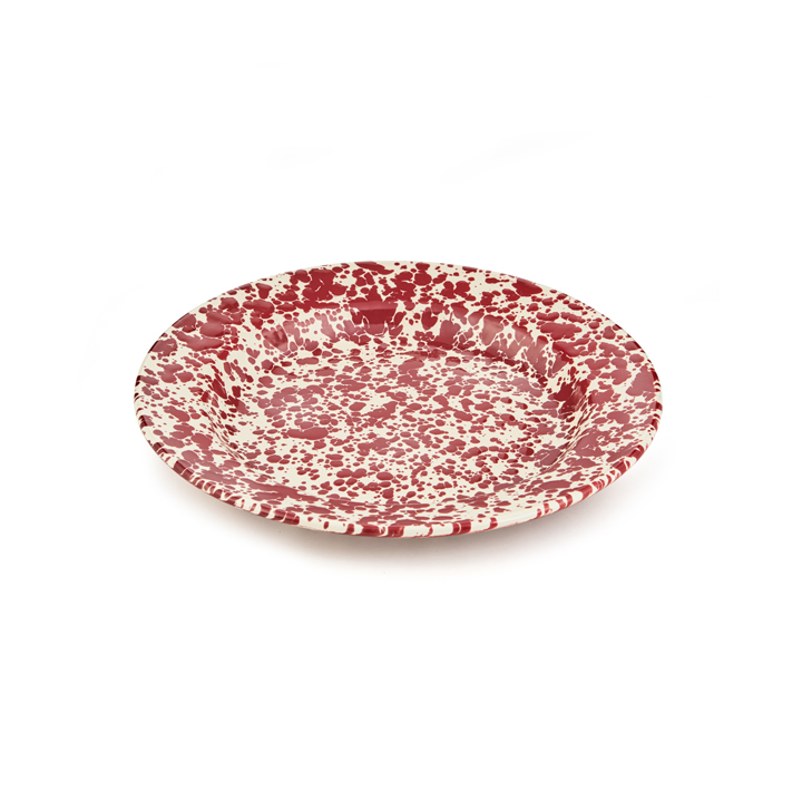Crow Canyon Emaille Teller 26cm Marmor bordeaux/creme dinner plate
