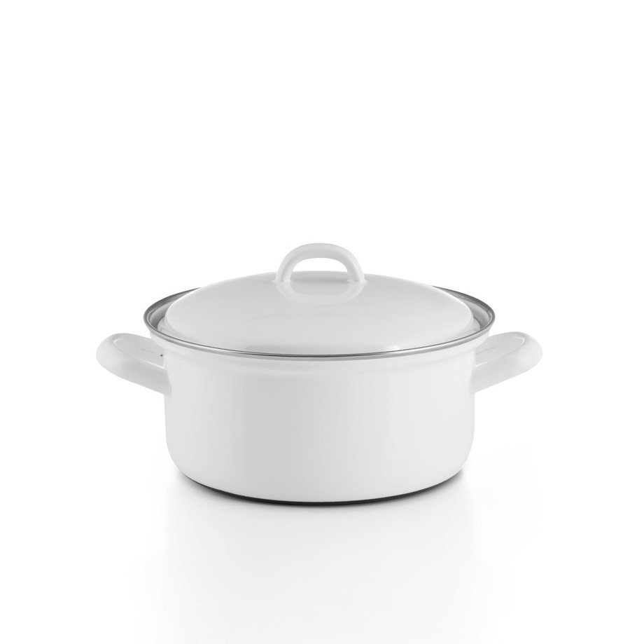 Riess Kasserolle weiß Emaille 18cm 1,5 Liter