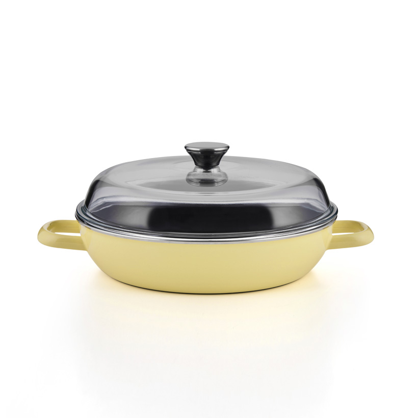 Emaille Riess Schmorpfanne mit glasdeckel 24cm Lemon