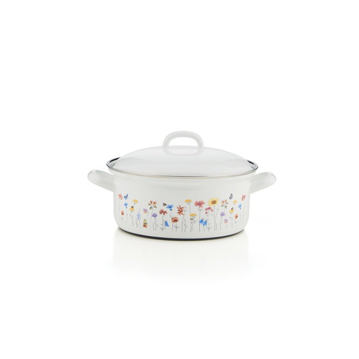 Riess Emaille Kasserolle Flora 0,75 Liter