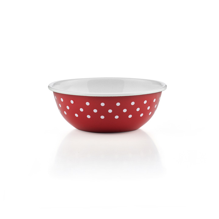 Riess Emaille Küchenschüssel 16cm Pünktchen Rot 