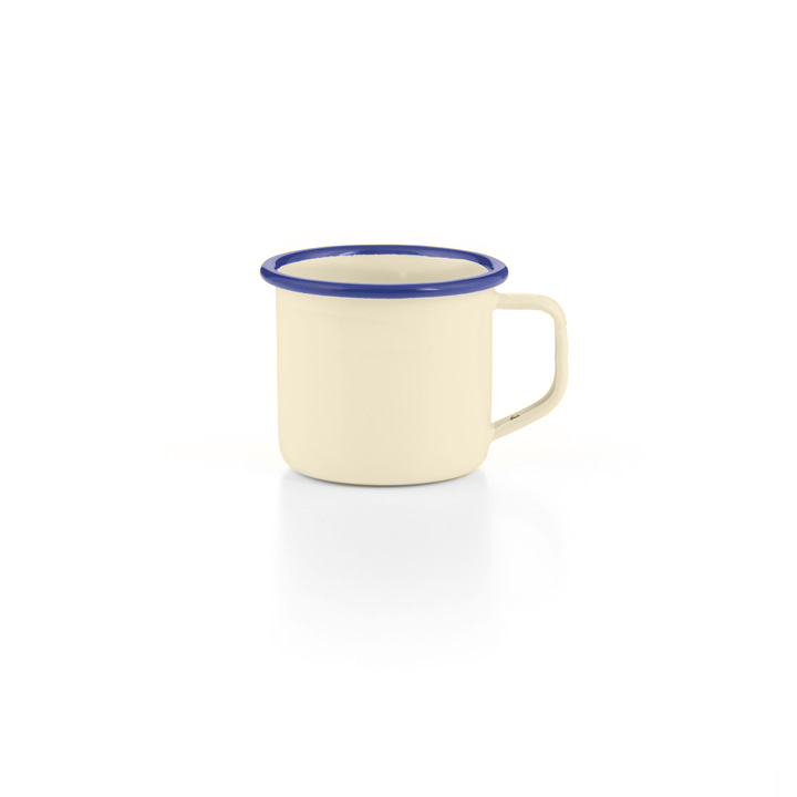 Emaille Espressotasse creme blau