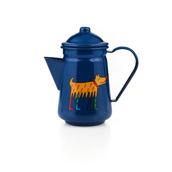 Emaille Kinder Kaffeekanne Zoo blau 