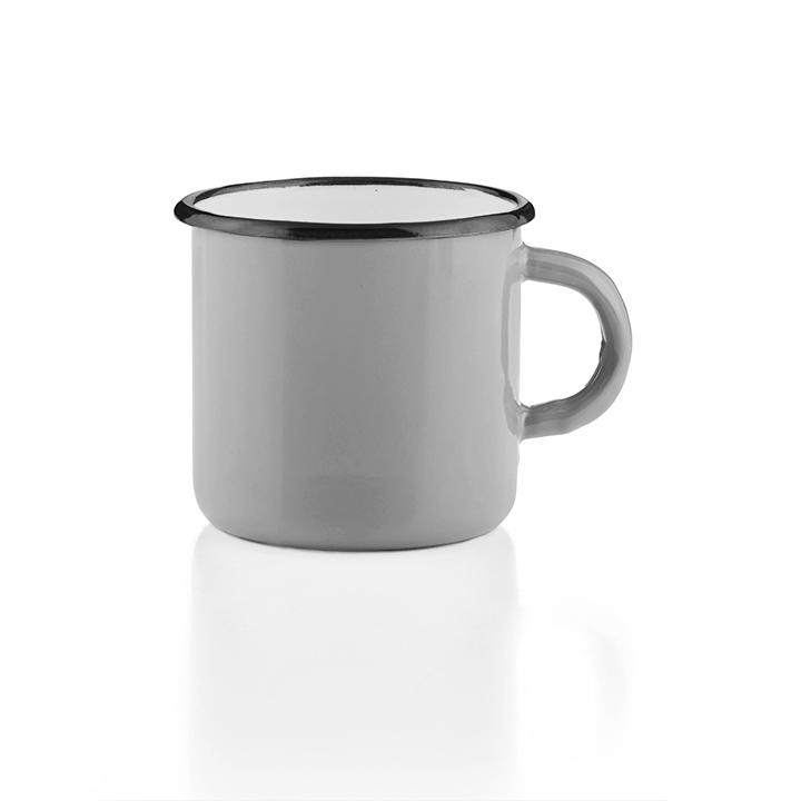 Emaille Tasse Becher grau Emaiilebecher