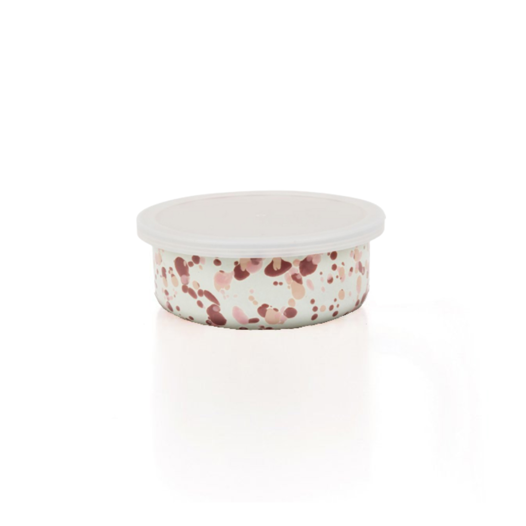 Emaille Schale m. Deckel Marmor Desert Rose