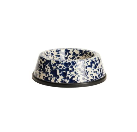 Emaille kleiner Futternapf 16,5cm Marmor navy creme
