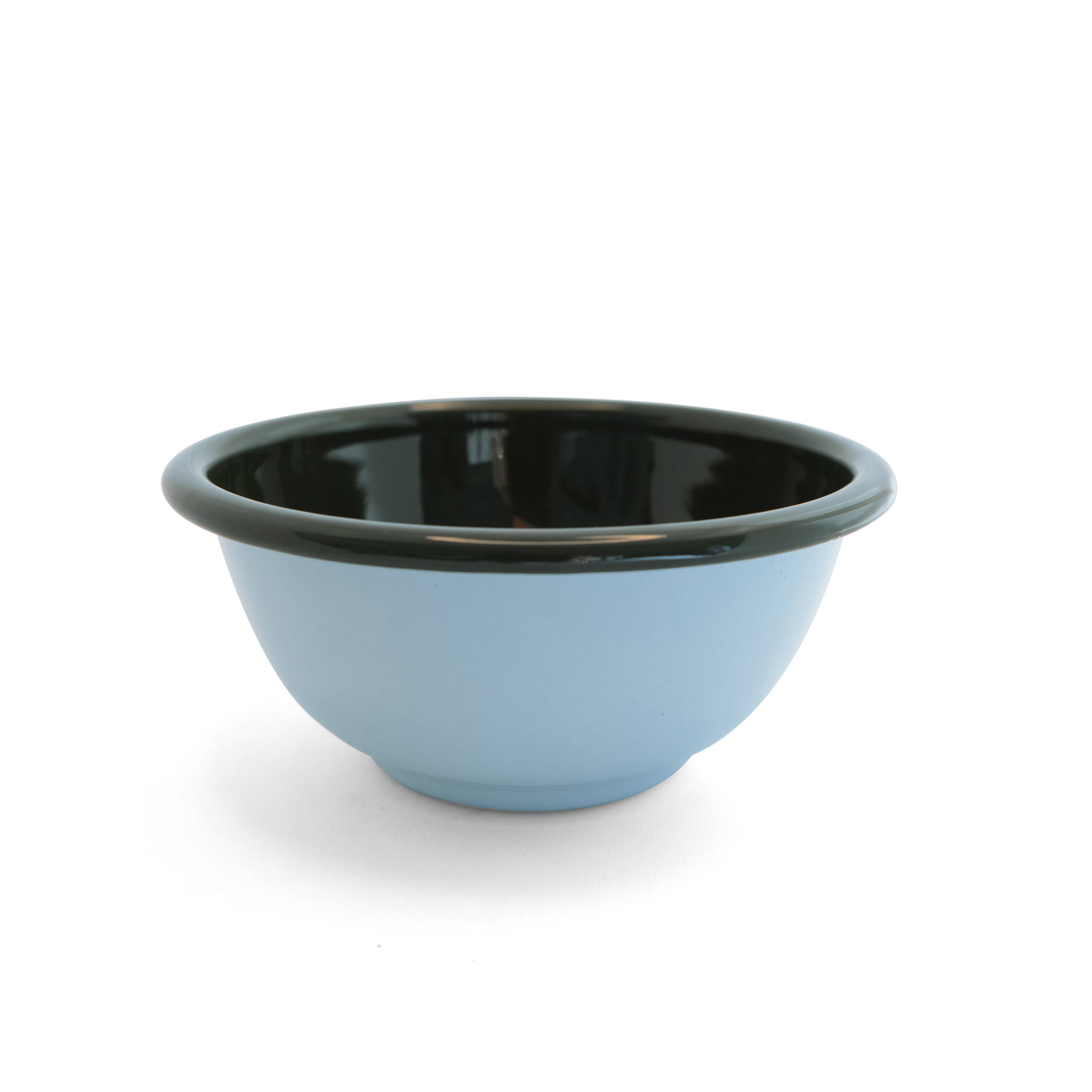 schwarze Emaille Schale innen hellblau