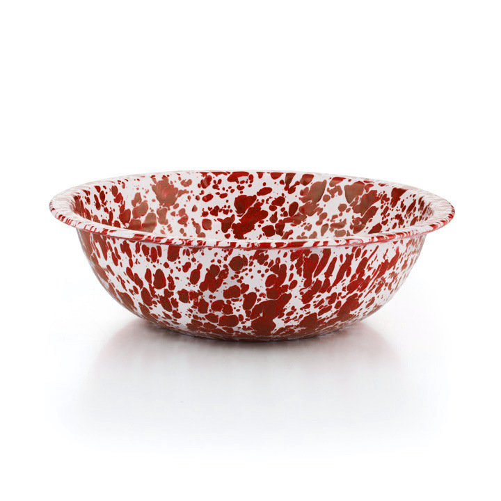 Crow Canyon Emaille Schüssel 31cm roter Marmor