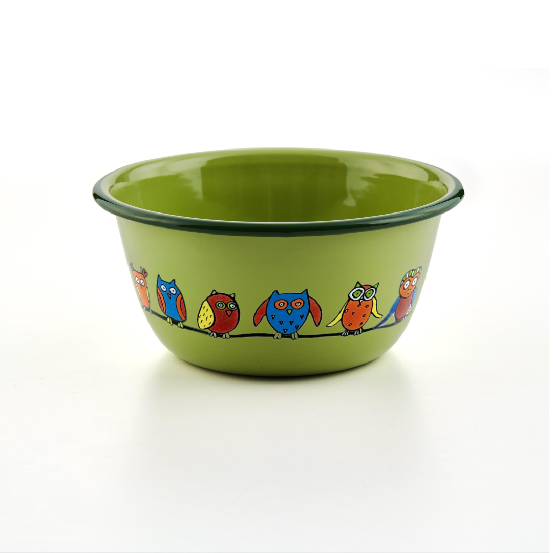 Kinderschüssel 16cm hellgrün hoch Eule
