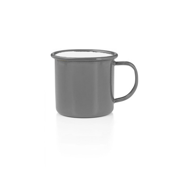 Emaille Tasse Becher grau 