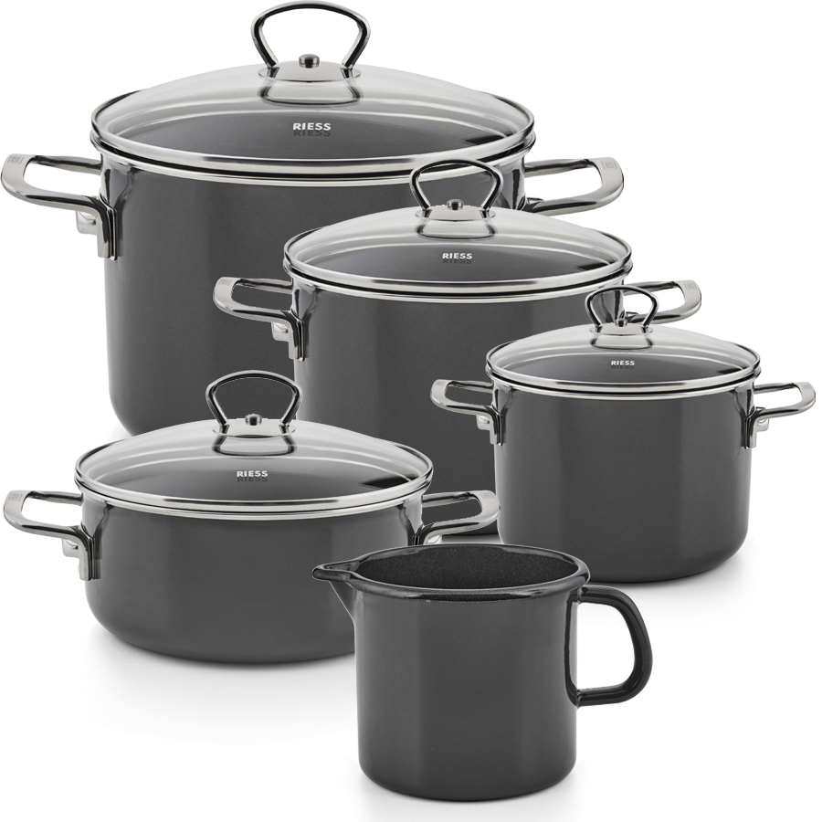 Sparset 5-teilig Dark Grey Topfset mit Schnabeltopf - extrastark