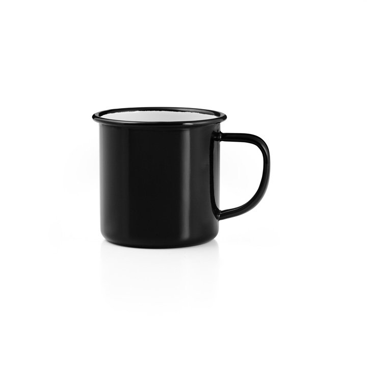 Falcon Emaille Tasse Becher schwarz 