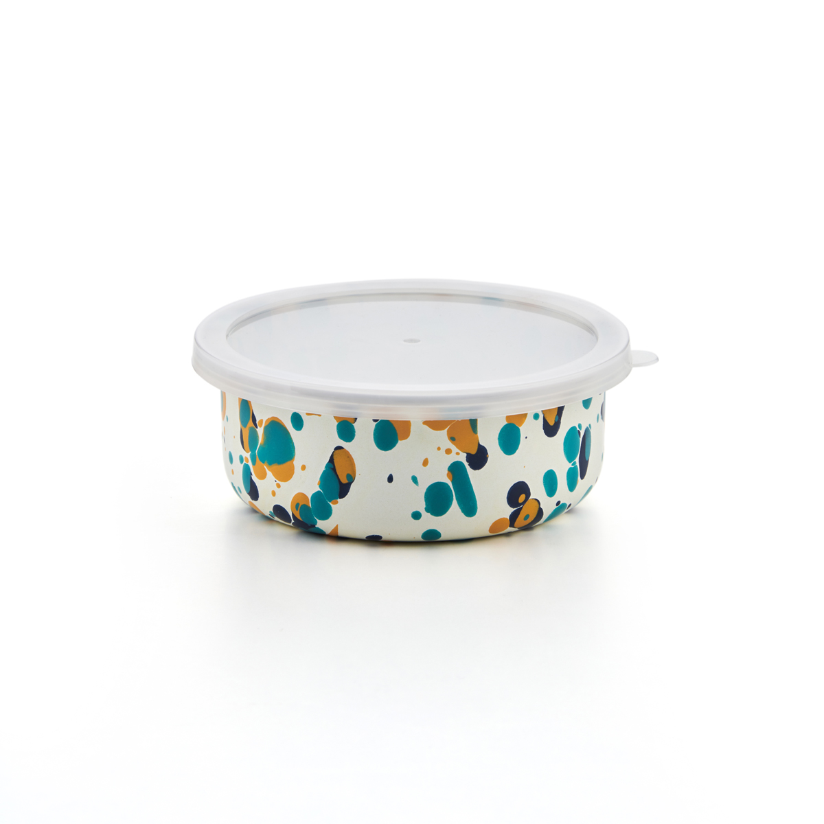 Crow Canyon Emaille Schüssel mit Deckel CATALINA  Bermuda Buttercup Marmor