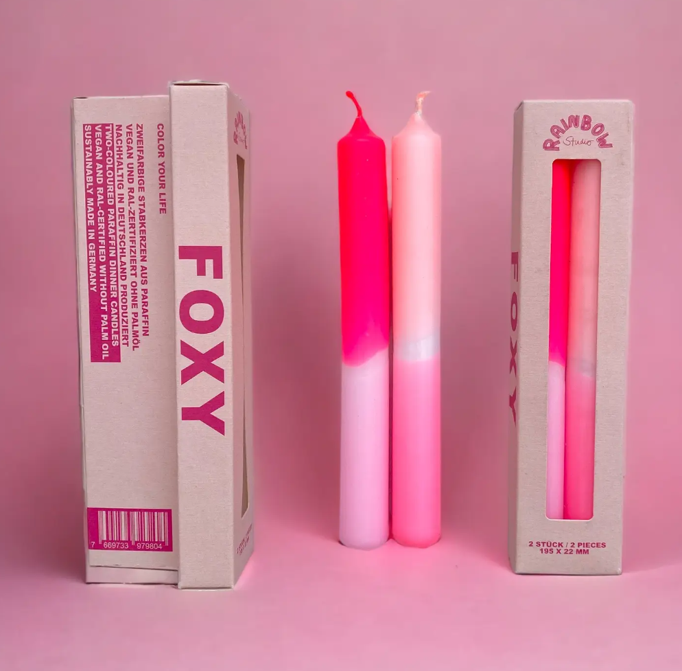 Münder Liv Emaille Set Rosa: Emaille Kerzenständer & Neon Stabkerzen