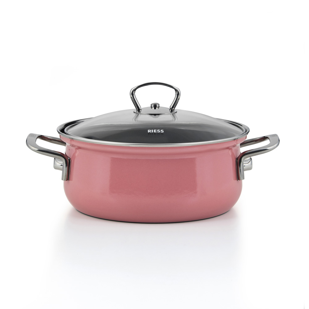 Riess Kasserolle Pink Emaille 2 Liter
