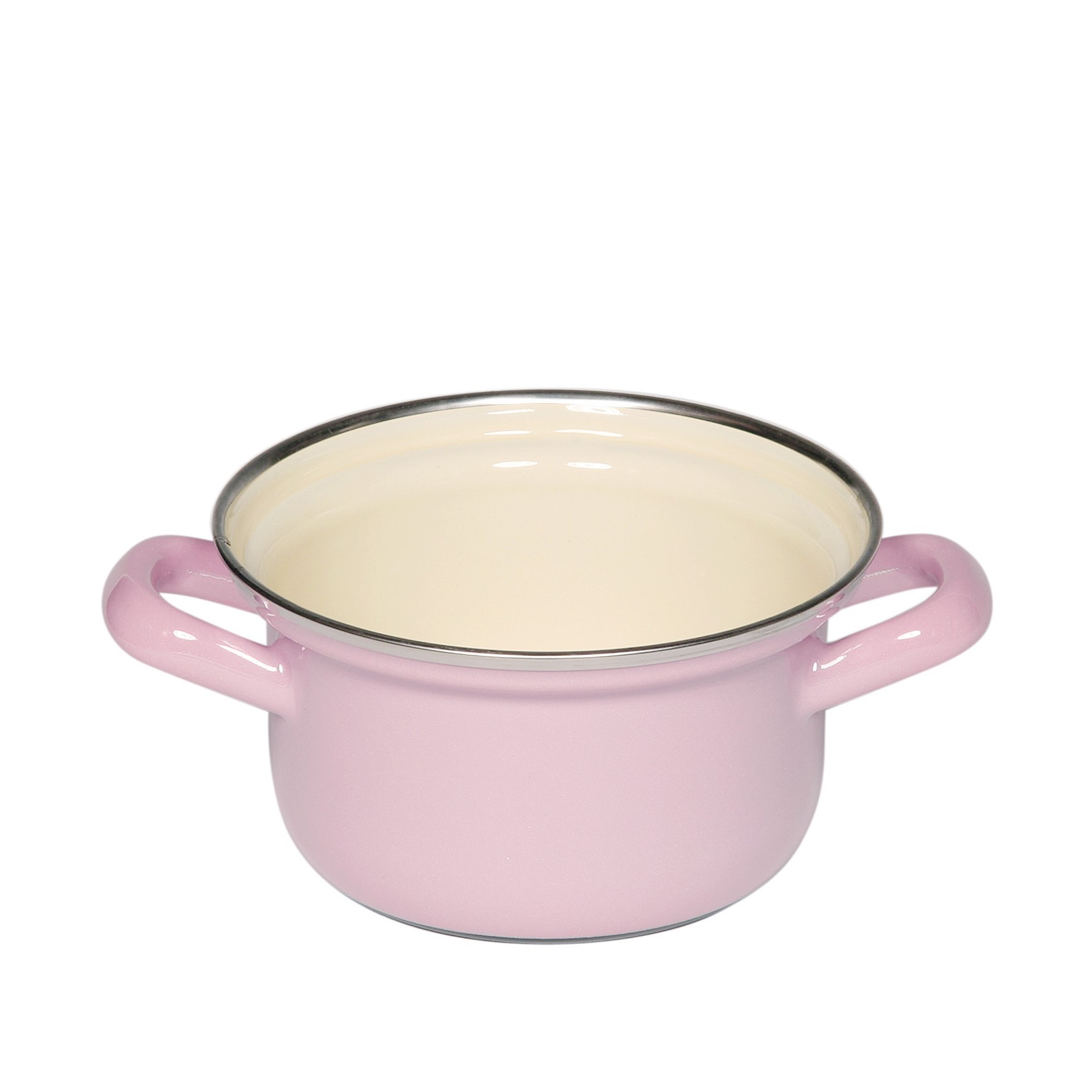 Kasserolle mit Chromrand rosa 0,5 Liter 12cm pastell