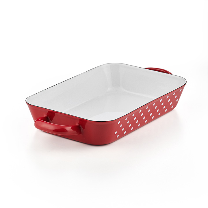 Riess Emaille Auflaufform Pünktchen Rot 26/17cm
