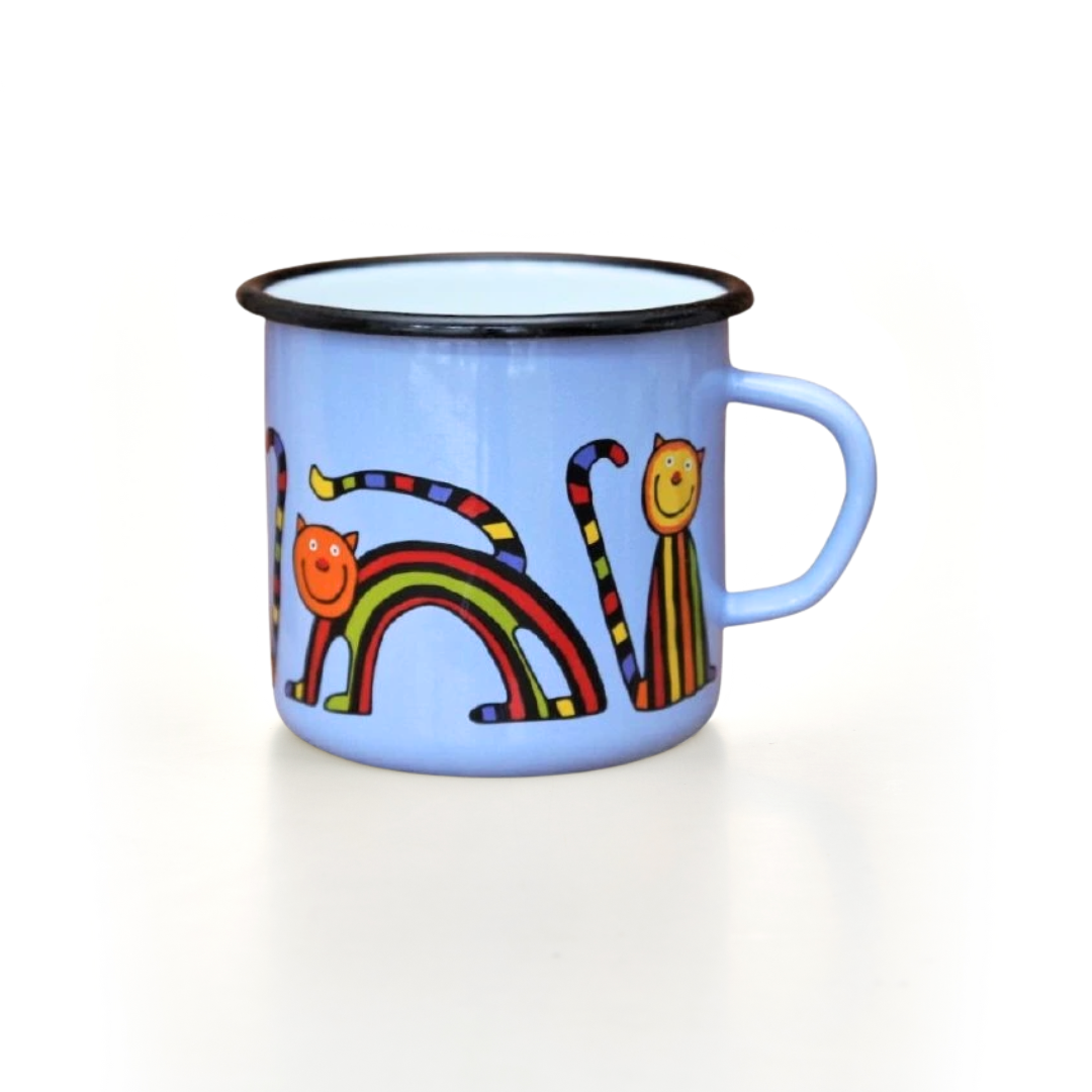 Kindertasse hellblau 250ml Katze