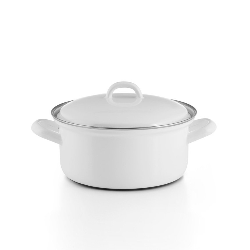 Riess Kasserolle weiß Emaille 20cm 2 Liter