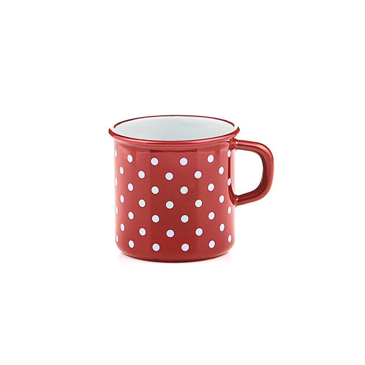 Riess Topf mit Bördel Tasse Pünktchen Rot 3/8 Liter