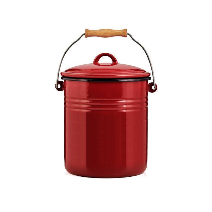 Emaille Eimer Bioeimer Komposteimer rot 5 Liter Bio-Mülleimer