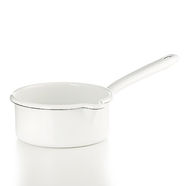Riess Emaille Stielkasserolle weiß 0,5  Liter