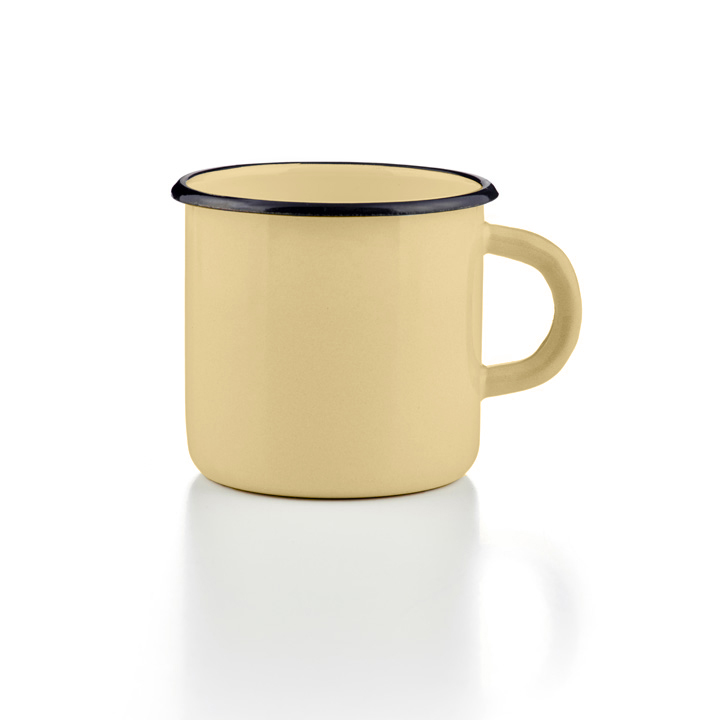 Emaille Tasse Becher Vanille creme Emaiilebecher