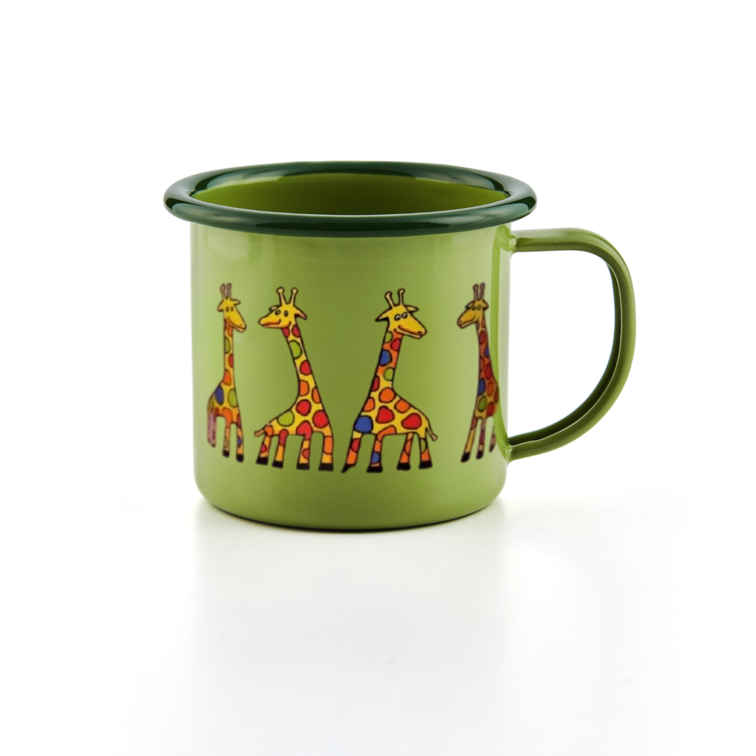 Kindertasse hellgrün 250ml grüner Rand Giraffe