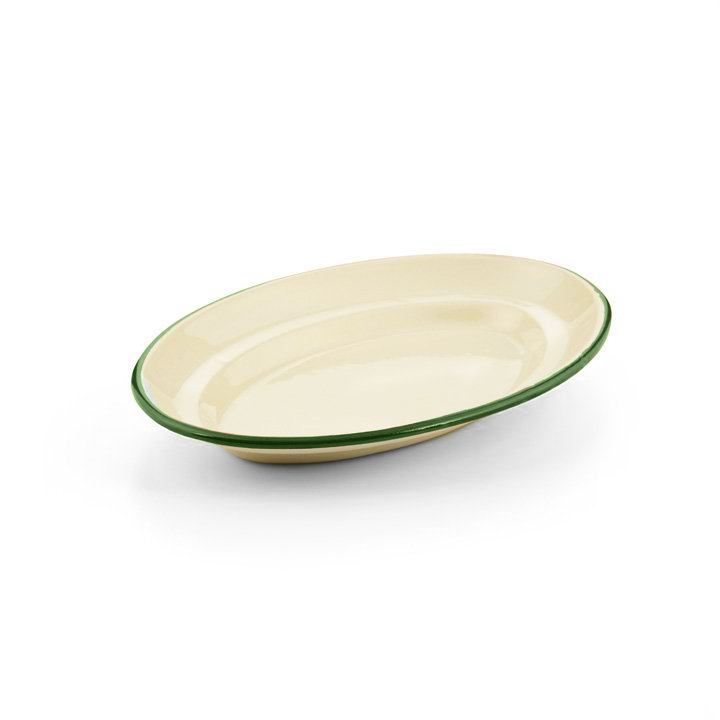 Emaille Platte Tablett oval musgo moosgrün 