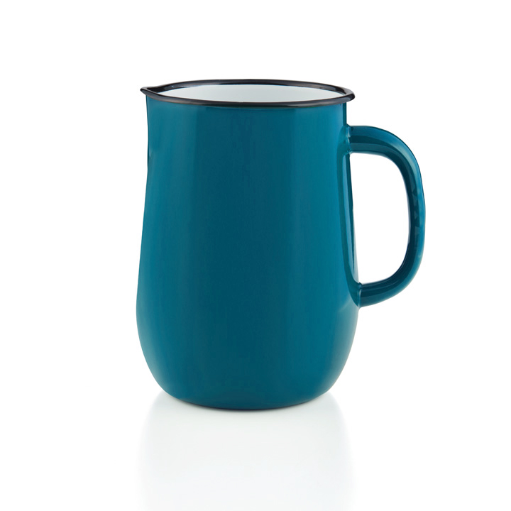 Emaille Wasserkanne, Wasserkrug, Krug, Vase aquamarin  blau
