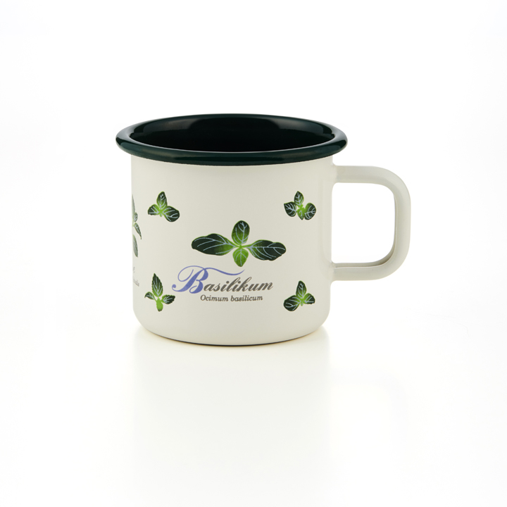 Emaille Tasse Becher Kräuter 