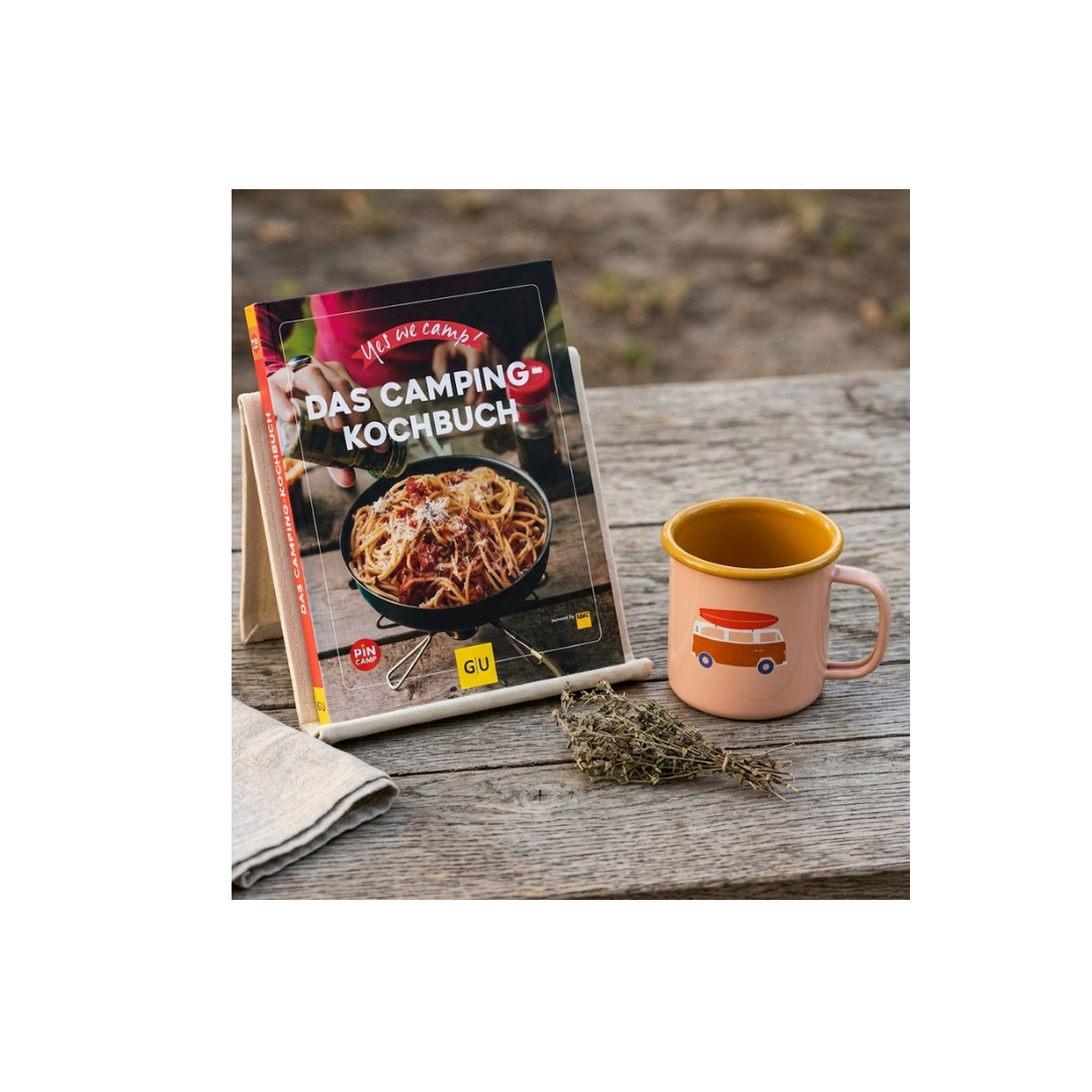 Emaille Camping-Bundle: Emaille Becher & „Yes we camp“ Kochbuch