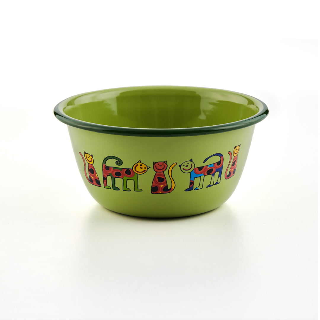 Kinderschüssel 16cm hellgrün hoch Katze