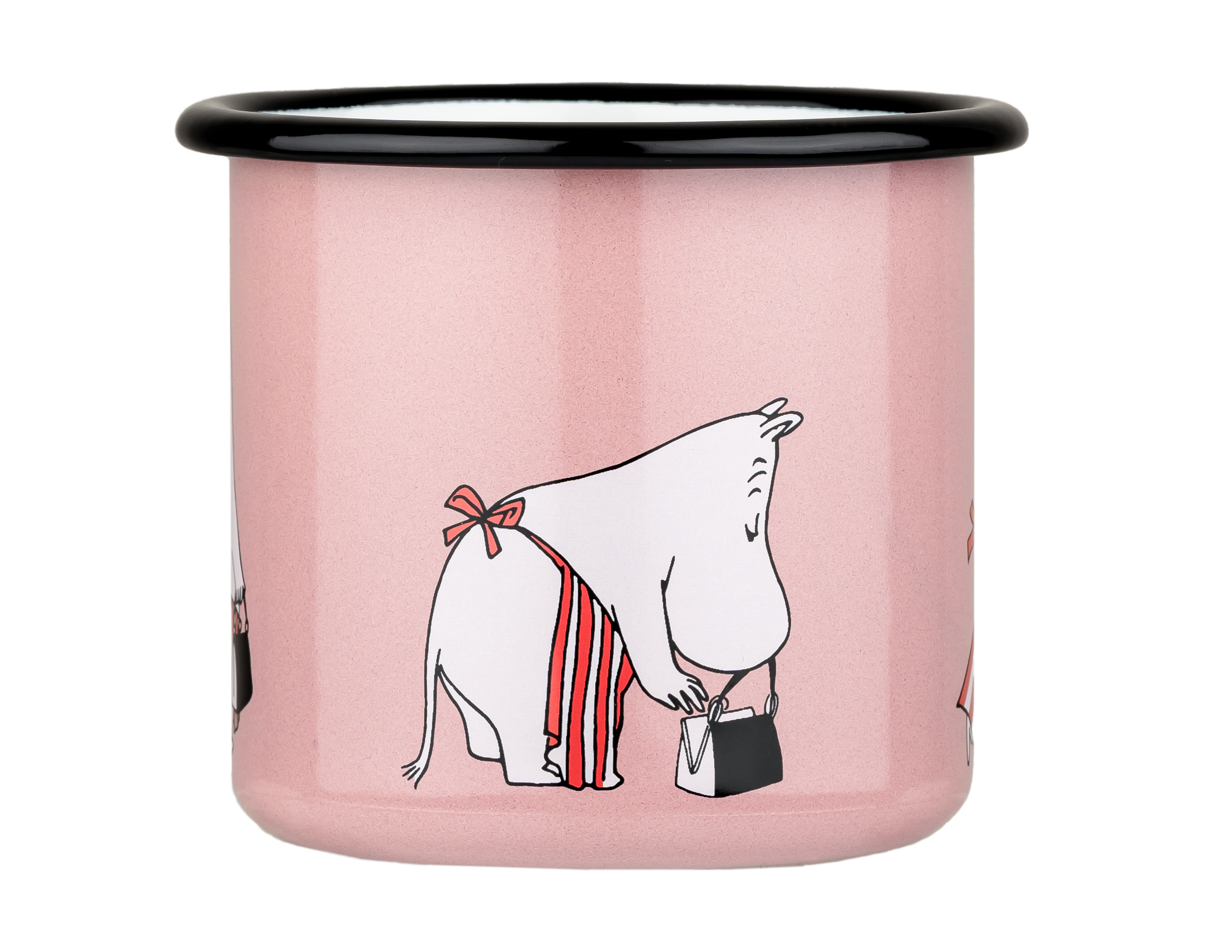 rosa Emaille Tasse mit Nilpferd von Muurla